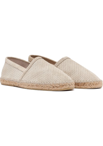 Erkek Bej Süet Deri Espadril 25SFD770214
