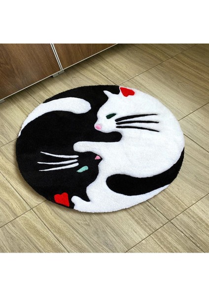 Yin Yang Kedi Tufting El Yapımı Halı