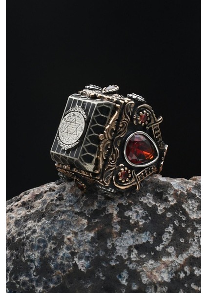 Özel Tasarım Hz. Süleyman Mührü 925 Ayar Gümüş Erkek Yüzüğü 901936 fiyatları