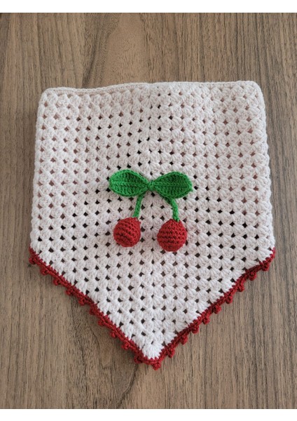 Örgü Bandana, Kirazlı Bandana, El Örgüsü Desenli Üçgen Bandana, Yazlık Bandana fiyatları
