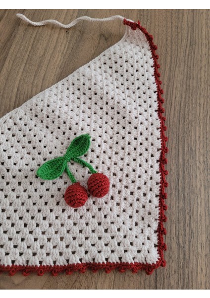 Örgü Bandana, Kirazlı Bandana, El Örgüsü Desenli Üçgen Bandana, Yazlık Bandana modelleri