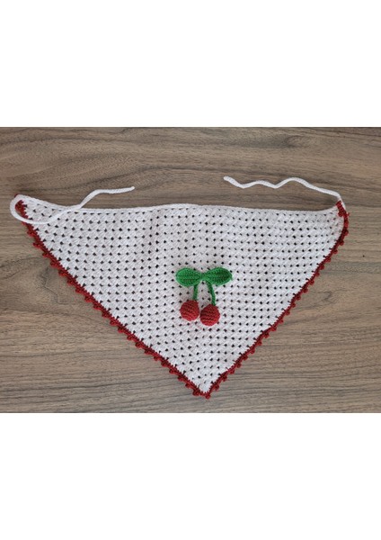 Örgü Bandana, Kirazlı Bandana, El Örgüsü Desenli Üçgen Bandana, Yazlık Bandana fırsatları