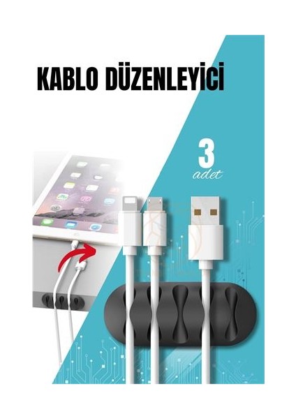 Yapışkanlı Kablo Düzenleyici Klips 3 Adet