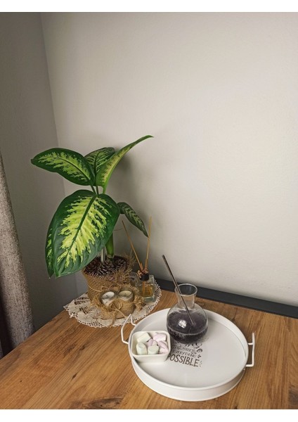 Metal Sunum Tepsi.çay Kahve Pasta Tatlı Servis 27 cm Beyaz modelleri