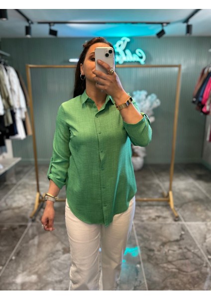 Keten Gömlek – Yeşil