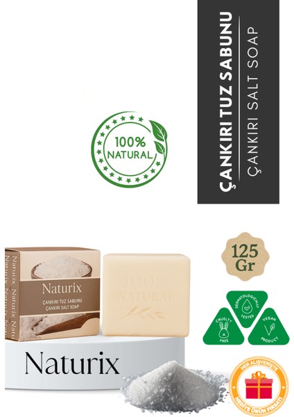 Çankırı Tuz Sabunu 125 gr | Arındırıcı ve Ferahlatıcı Cilt Bakımı Sabunu