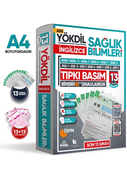 2025 Yökdil Ingilizce Sağlık Bilimleri Ösym Çıkmış Soru Tıpkı Basım Paket Deneme 12LI Türkiye Geneli