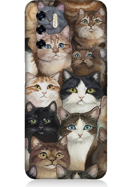 Reeder P13 Blue 2022 Uyumlu Kedi Kalabalığında Kaos Desenli Silikon Kılıf