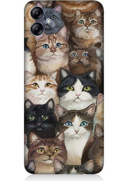 Samsung Galaxy A04E Uyumlu Kedi Kalabalığında Kaos Desenli Silikon Kılıf