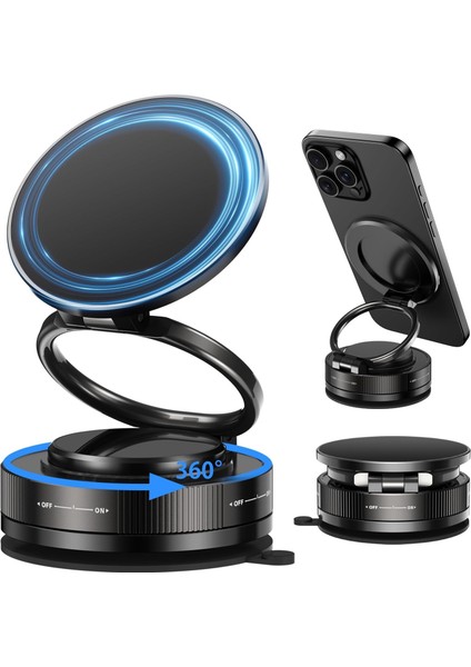 360° Dönebilen Katlanır Vakumlu Magsafe Mıknatıslı Araç Telefon Tutucu Taşınabilir ve Güçlü Tutuş