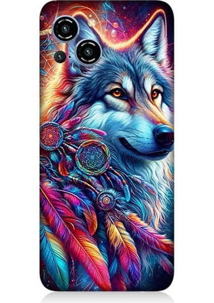 Reeder S23 Pro Max Uyumlu Renkli Tüylerde Kurt Ruhu Desenli Silikon Kılıf
