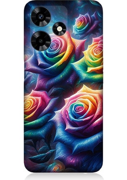 Infinix Hot 30 Uyumlu Gökkuşağı Güllerin Patlaması Desenli Silikon Kılıf