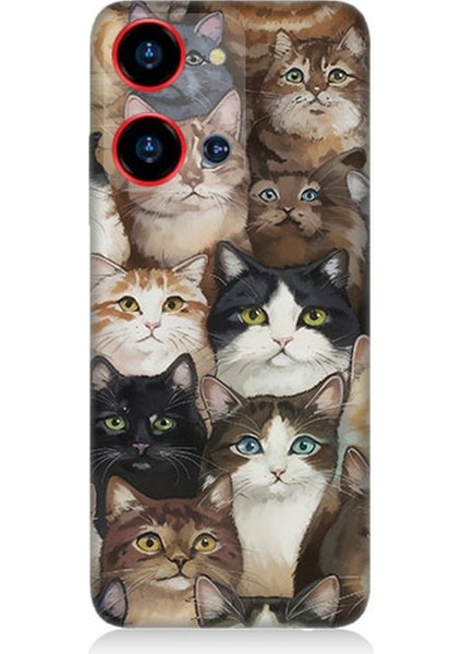Reeder S19 Max Pro S Zoom Uyumlu Kedi Kalabalığında Kaos Desenli Silikon Kılıf