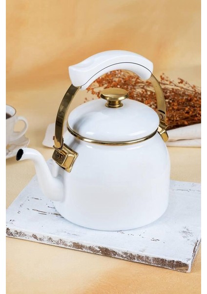Qualita Emaye Fit Beyaz Demlik - 2250 ml