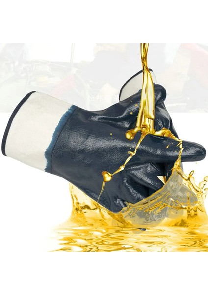 Petrolcü Iş Eldiveni Nitril Kaplı 10 Numara Xl Beden Kalın Koruma Inşaat Sanayi El Eldiven