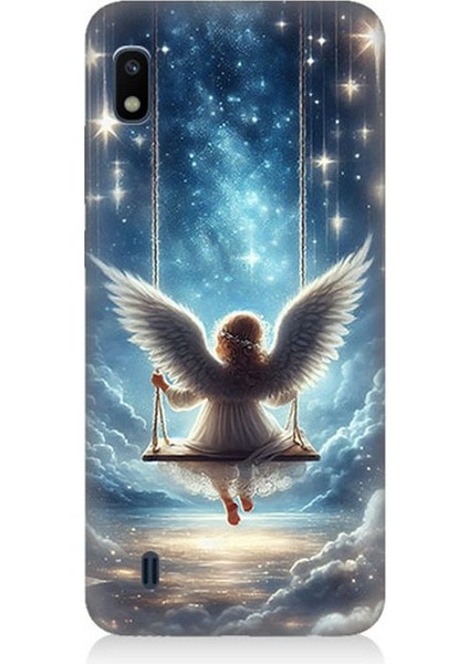 Samsung Galaxy A10 Uyumlu Yıldızlarla Salıncakta Melek Desenli Silikon Kılıf