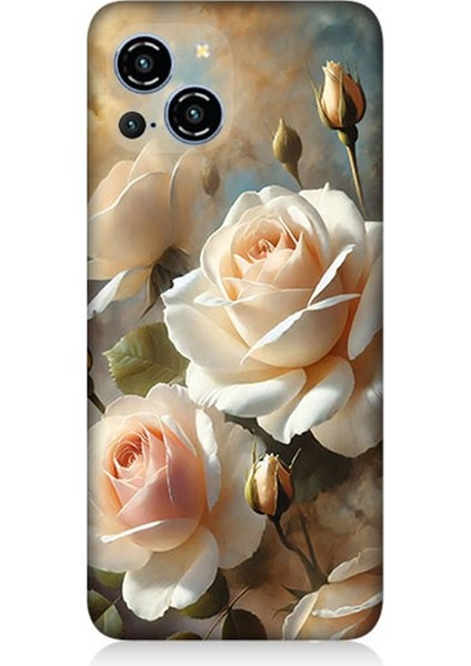 Reeder S23 Pro Max Uyumlu Krem Beyaz Güllerin Sessizliği Desenli Silikon Kılıf