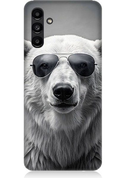 Samsung Galaxy A13 Uyumlu Havalı Gözlüklü Ayı Desenli Silikon Kılıf