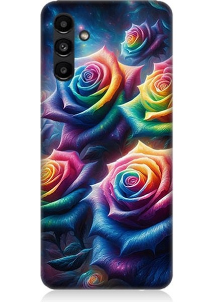 Samsung Galaxy A13 Uyumlu Gökkuşağı Güllerin Patlaması Desenli Silikon Kılıf