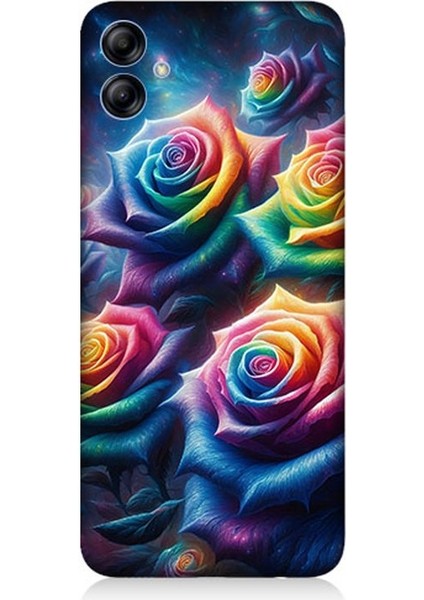 Samsung Galaxy A04E Uyumlu Gökkuşağı Güllerin Patlaması Desenli Silikon Kılıf