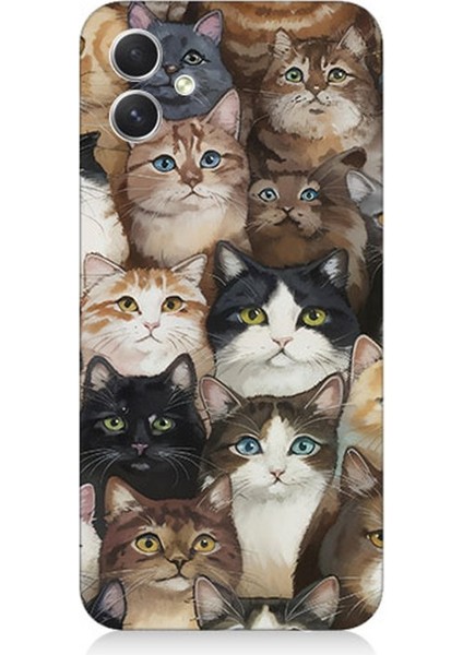 Samsung Galaxy A04 Uyumlu Kedi Kalabalığında Kaos Desenli Silikon Kılıf