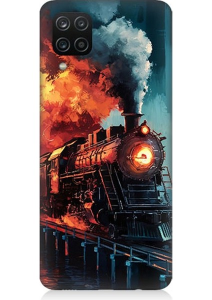 Samsung Galaxy A12 Uyumlu Buharlı Tren Yolculuğu Desenli Silikon Kılıf