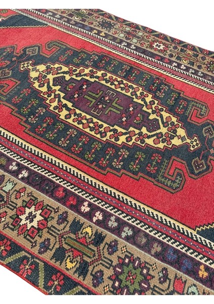 El Dokuma Eskitme Taşpınar Halısı 133X270 Kırmızı Vintage Halı modelleri