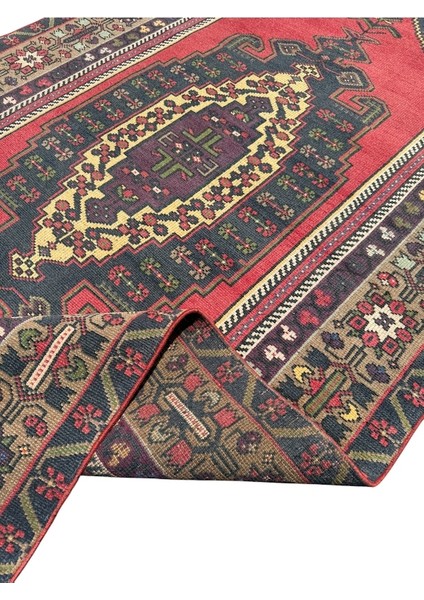 El Dokuma Eskitme Taşpınar Halısı 133X270 Kırmızı Vintage Halı indirimleri