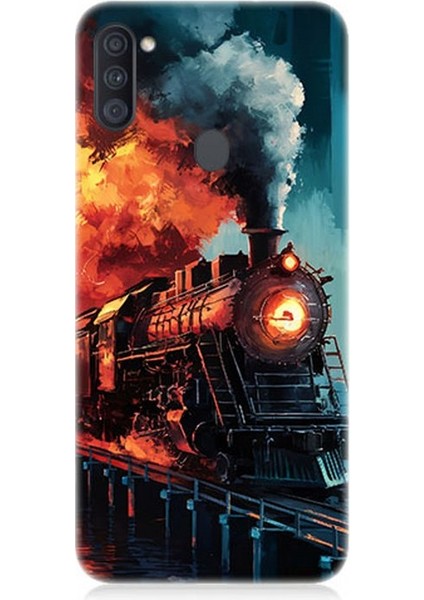 Samsung Galaxy M11 Uyumlu Buharlı Tren Yolculuğu Desenli Silikon Kılıf