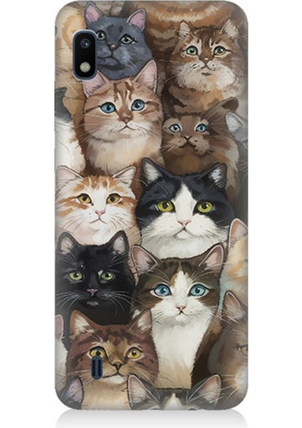 Samsung Galaxy A10 Uyumlu Kedi Kalabalığında Kaos Desenli Silikon Kılıf