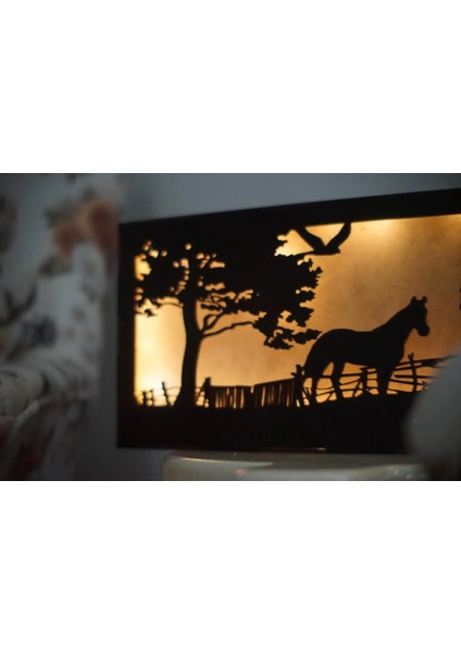 Dekoratif Peri Ledli Duvar Süsü At Çiftliği Hediyelik Ahşap Mdf Tablo Gece Lambası (Piller Dahil ) indirimleri