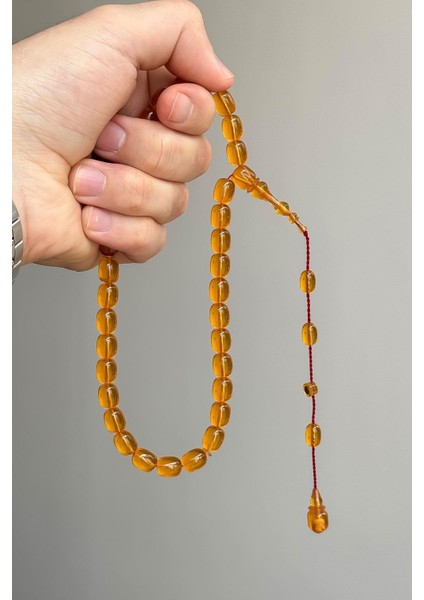 9/8 mm Usta Işçilik Ipeksi Çekim Ateş Kehribar Tesbih