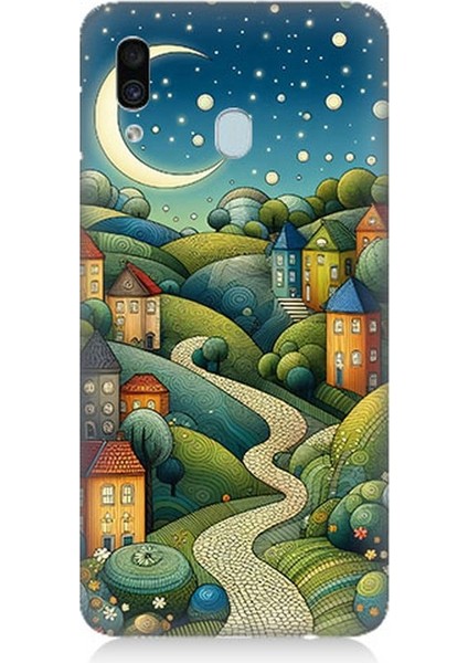 Samsung Galaxy A30 Uyumlu Yıldızlı Tepede Masal Desenli Silikon Kılıf