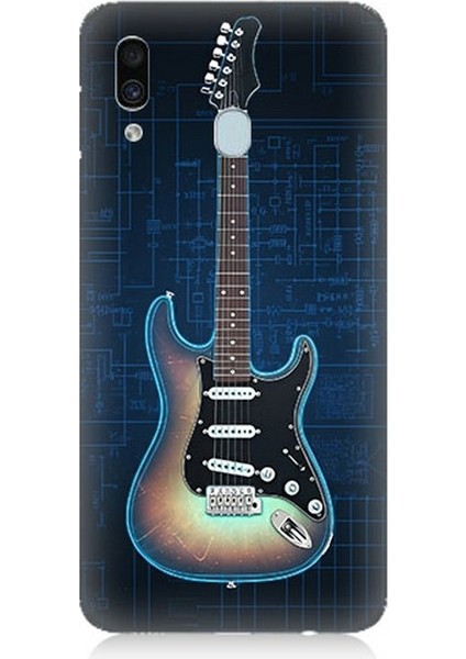 Samsung Galaxy A20 Uyumlu Devre Temasında Elektrikli Gitar Desenli Silikon Kılıf