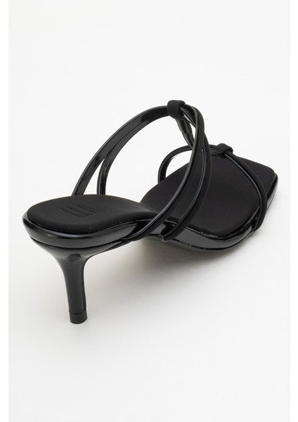 Mocha Siyah Kare Burunlu Ince Bantlı Kadın Topuklu Terlik indirimleri