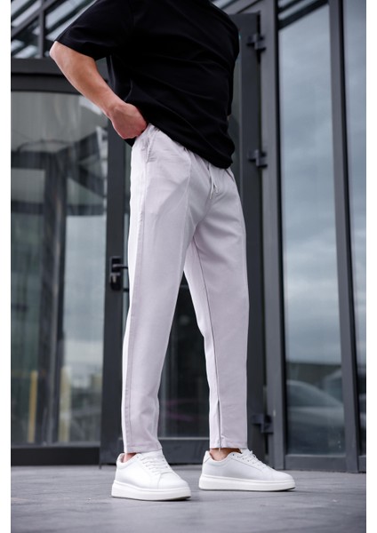 Erkek Gri Renk Esnek Likralı Fermuar Detaylı Jogger Pantolon modelleri