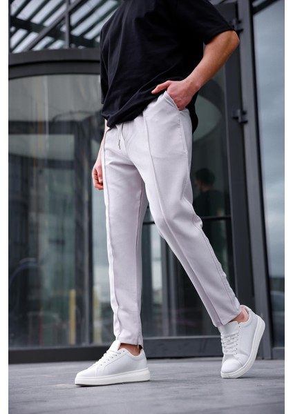 Erkek Gri Renk Esnek Likralı Fermuar Detaylı Jogger Pantolon indirimleri