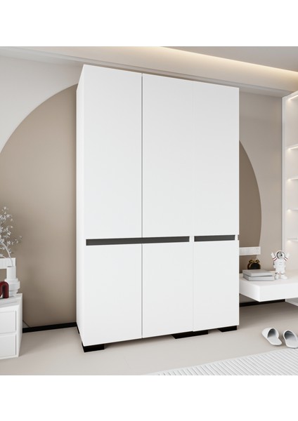 Floransa 6 Kapılı Flr-Irf Beyaz- Antrasit Gardırop-Çok Amaçlı Dolap-Yüklük modelleri