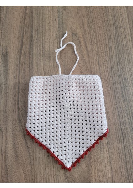 Örgü Bandana, El Örgüsü Desenli Üçgen Bandana, Yazlık Bandana
