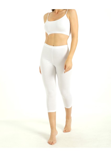 Kadın Bambu Kapri Tayt Nefes Alan Yumuşak Dokulu Slim Fit İç Giyim Beyaz modelleri