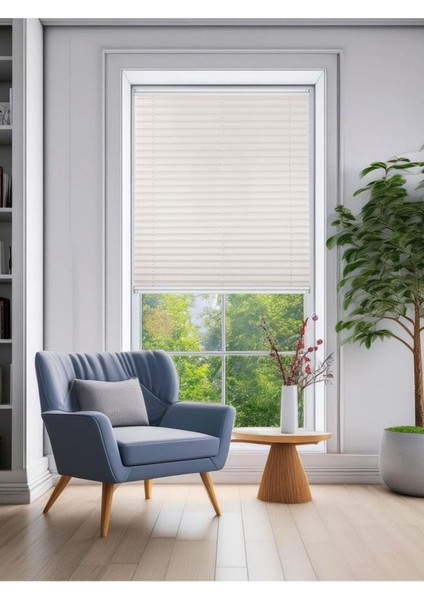 Beyaz Plise Katlanır Cam Balkon Perdesi - Ofis Perdesi - Ev Perdesi - Salon Perdesi - Plise Perde