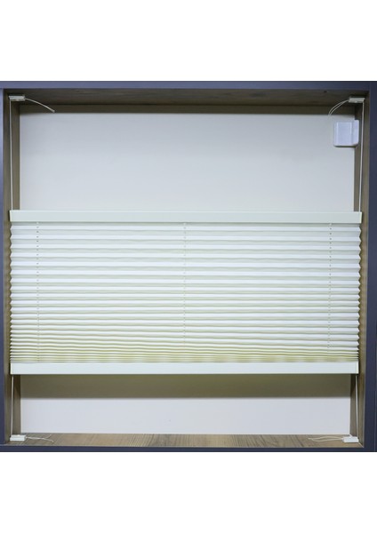Beyaz Plise Katlanır Cam Balkon Perdesi - Ofis Perdesi - Ev Perdesi - Salon Perdesi - Plise Perde modelleri
