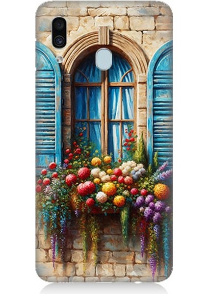 Samsung Galaxy A20 Uyumlu Pencereden Renkli Hayat Desenli Silikon Kılıf