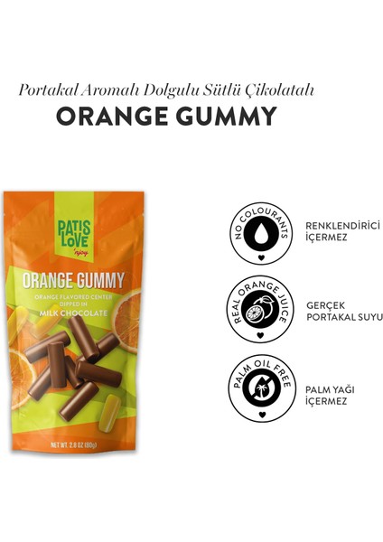 Patislove Sütlü Çikolata Kaplı Portakallı Yumuşak Şekerleme, 80G
