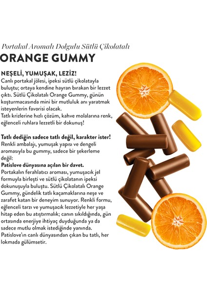 Patislove Sütlü Çikolata Kaplı Portakallı Yumuşak Şekerleme, 80G