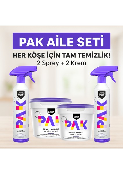 Pak Aile Temizlik Seti – 2 Köpük Yağ Sökücü + 2 Genel Amaçlı Krem Temizleyici ile Tüm Evde Hijyen