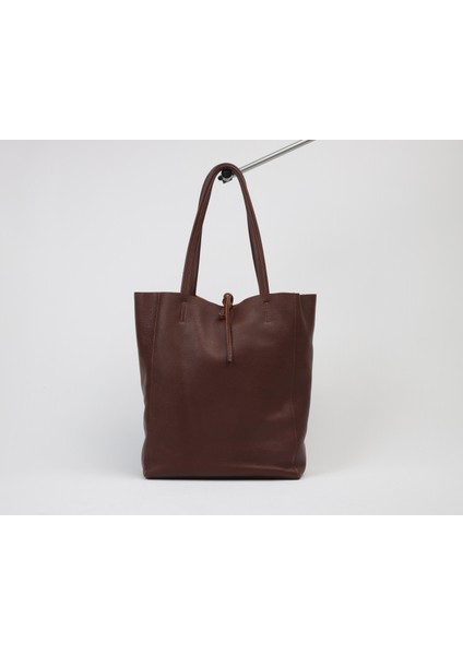 Kahve Renk Torba Stil Soft Deri Çanta - 40369 , Orijinal Deri , Bayan Çanta , Iç Cepli