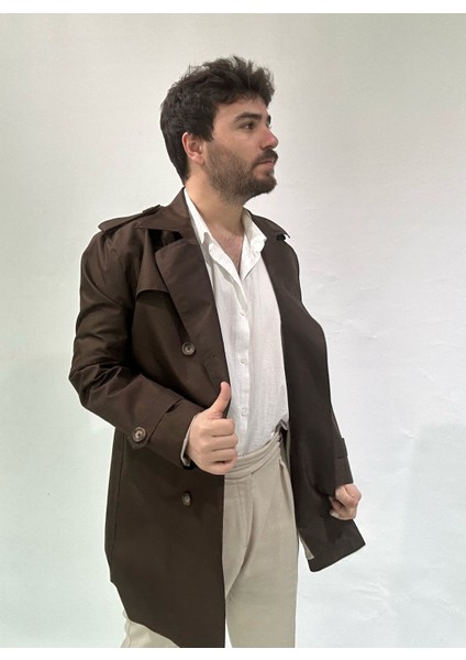 Kahverengi Erkek Trençkot