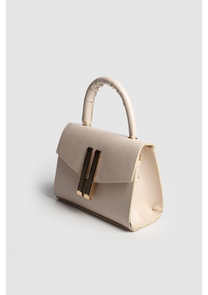 Kadın Zambe Kırışık Deri Tokalı El ve Askılı Çanta Krem fiyatları