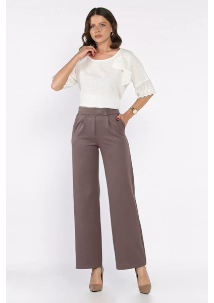 Kadın Bel Lastikli Cırtlı Palazzo Pantolon P-00017609